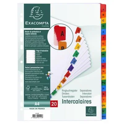 Intercalaire alphabétique Exacompta – carte blanche 170g – A4