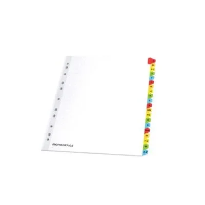 Intercalaires alphabétiques A4+ Mondoffice en bristol 170g blanc – 20 divisions couleur
