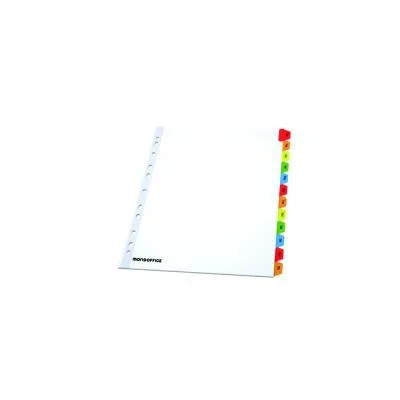 Intercalaires mensuels A4+ Mondoffice en bristol 170g blanc – 12 divisions couleur