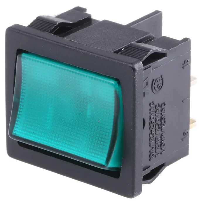 Interrupteur à bascule DPST On-Off, lumineux, 10 A