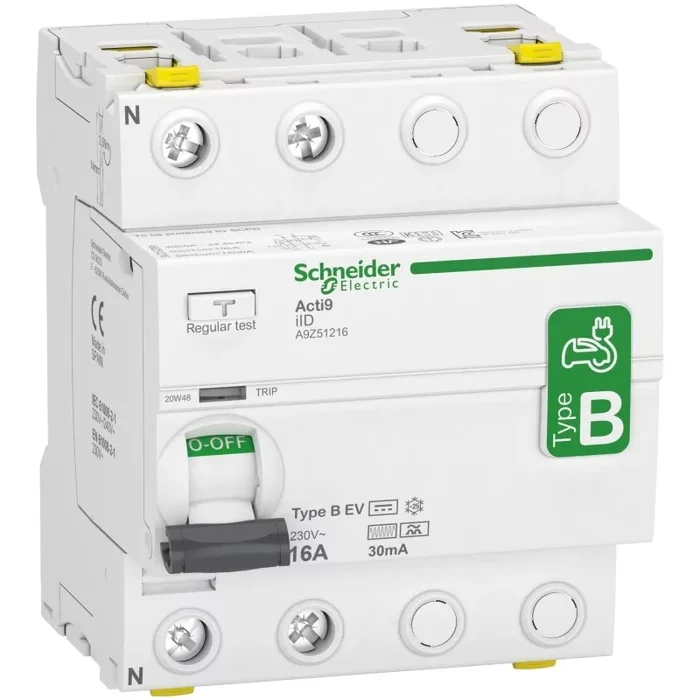 Interrupteur différentiel – 2P – 16A – 30mA – type B – EV – 230V