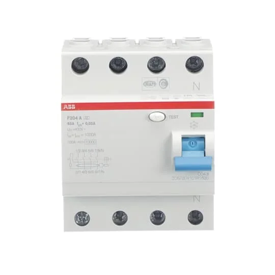 Interrupteur différentiel ABB F200, 4 Pôles, 63A, 30mA, Type A