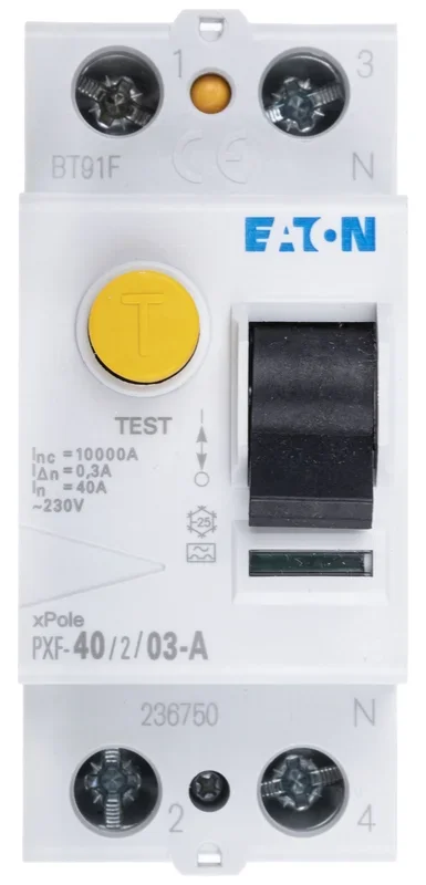 Interrupteur différentiel Eaton PXF-A, 1+N Pole, 40A, 300mA, Type A
