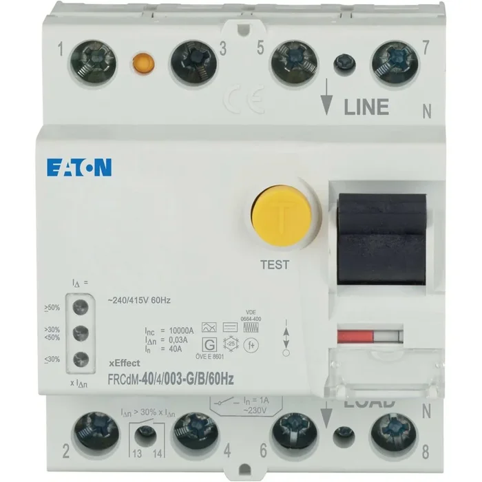 Interrupteur différentiel Eaton xEffect – FRCdM, 4 Pôles, 40A, 30mA