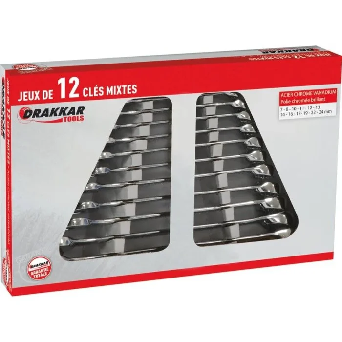 Jeu 12 cles 7 a 24mm full polish dt DRAKKAR TOOLS – 13912