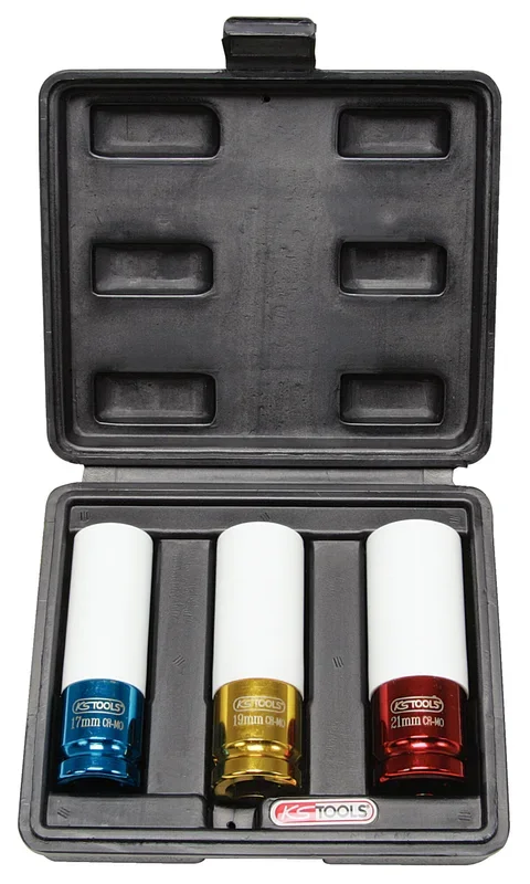 Jeu de 3 douilles à chocs pour jantes aluminium, 17, 19, 21 mm KS TOOLS – 515.1005