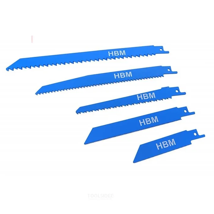 Jeu de 5 lames de scie HBM pour mini-scie alternative/scie universelle HBM Profi 600 W à vitesse variable