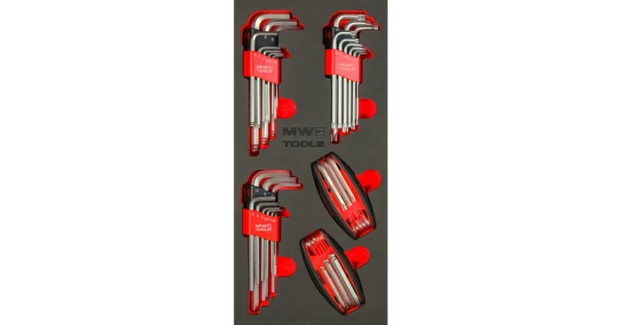 Jeu de clés Allen Hex et Torx 43 pièces module en mousse pour servante d’atelier MW Tools
