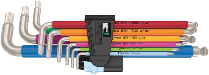 Jeu de clés mâles coudées, syst. impérial 3950/9 Hex-Plus Multicolour Imperial Stainless 1 Wera – 05022860001