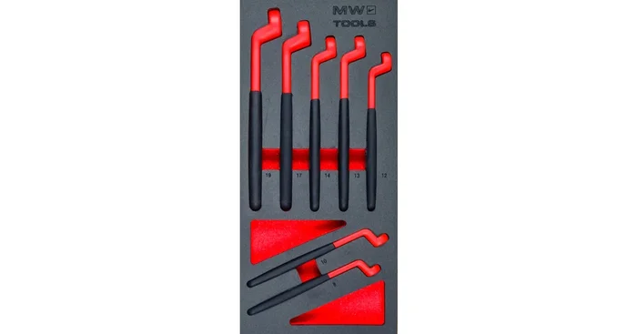 Jeu de clés polygonales 8-19 mm 7 pièces module en mousse pour servante d’atelier MW Tools