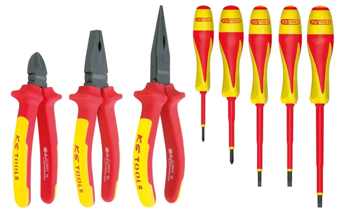 Jeu de pinces et tournevis à poignée bi-composant – 8 pcs KS TOOLS – 117.1105