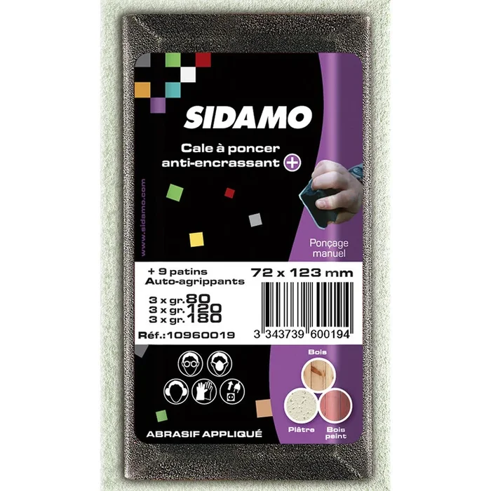 KIT:1 CALE + 9 PATINS ANTI- ENCRASSANT + 72X123MM GR.ASS. SIDAMO – 10960019