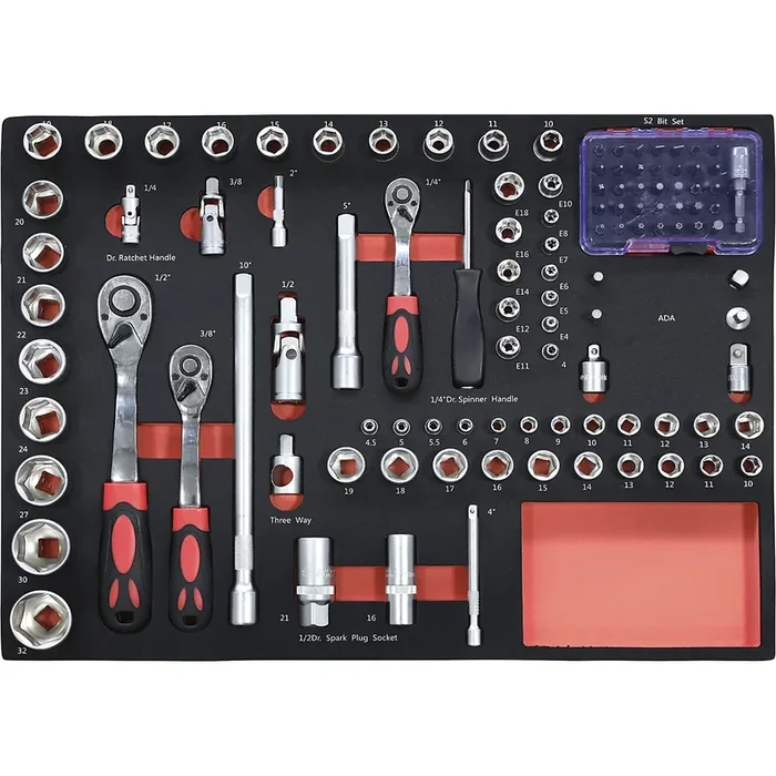 Kit d’outils avec compartiments en mousse bicolores