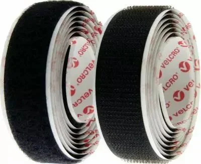 Kit de 2 rouleaux Velcro adhésif noir crochet + velours