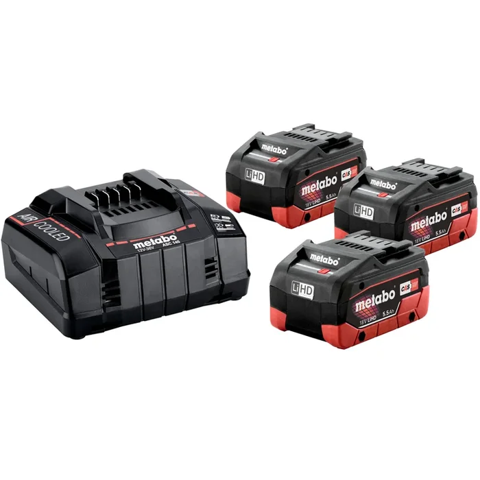 Kit de 3 batteries 18V LiHD 5.5Ah et chargeur ASC 30-36V Metabo