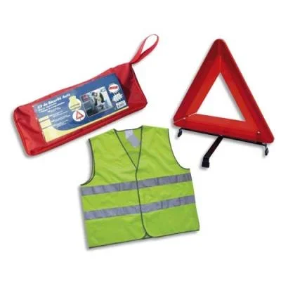 Kit de sécurité pour véhicule – triangle, gilet et housse de rangement
