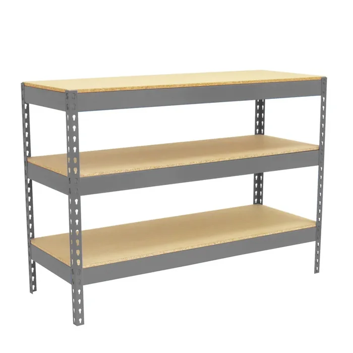 Kit établi Basic – 900x1200x900 – 3 niveaux Gris/Bois – SIMON RACK – 8435104992548
