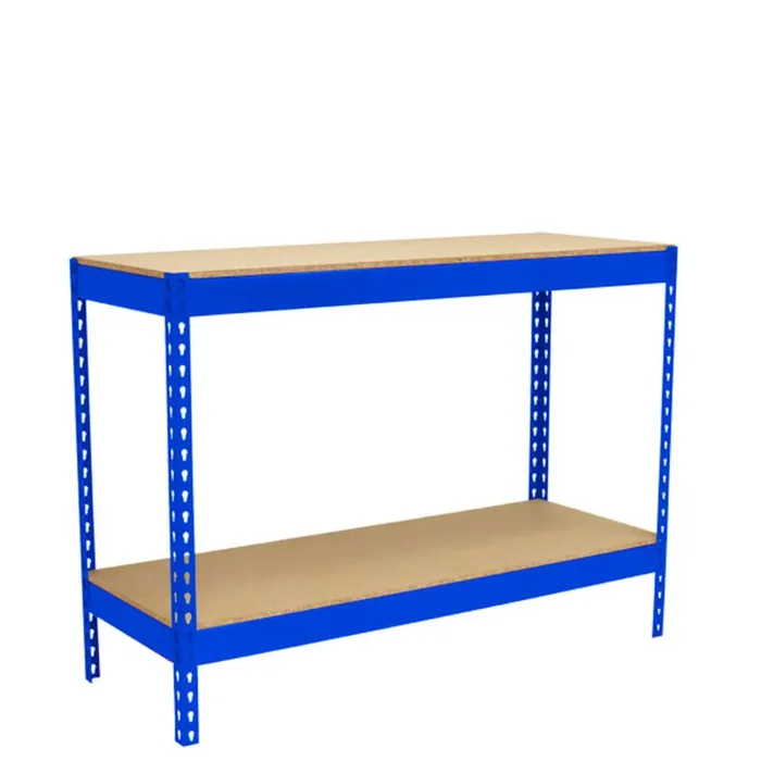 Kit établi Basic – 900x1800x750 – 2 niveaux Bleu/Bois – SIMON RACK – 8435104993125