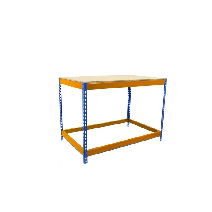 Kit établi Basic – 900x2100x750 – 1 niveau Bleu/Orange/Bois – SIMON RACK – 8435104992173