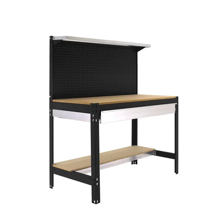 Kit établi Bricolage – 1445x1210x610 – 3 niveaux Anthracite/Bois – SIMON RACK – 8425437138270