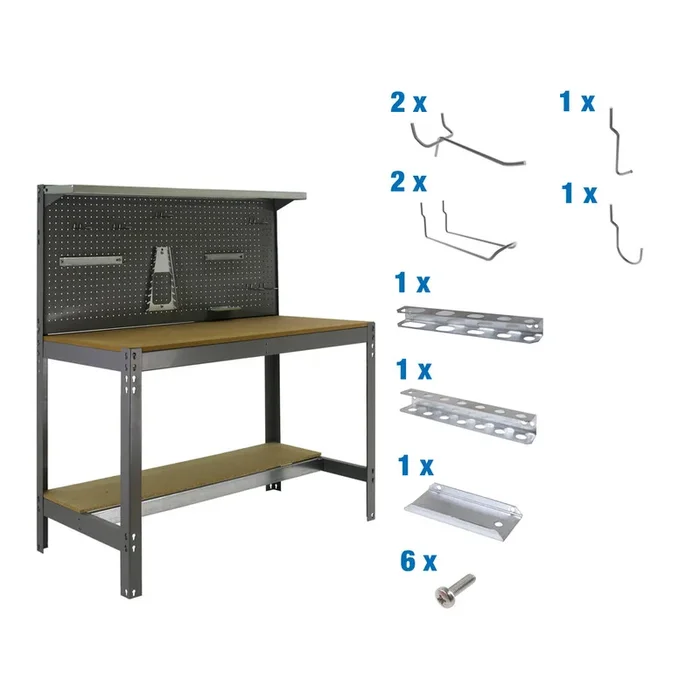 Kit établi Bricolage – 1445x1210x610 – Gris – SIMON RACK – 8425437072642