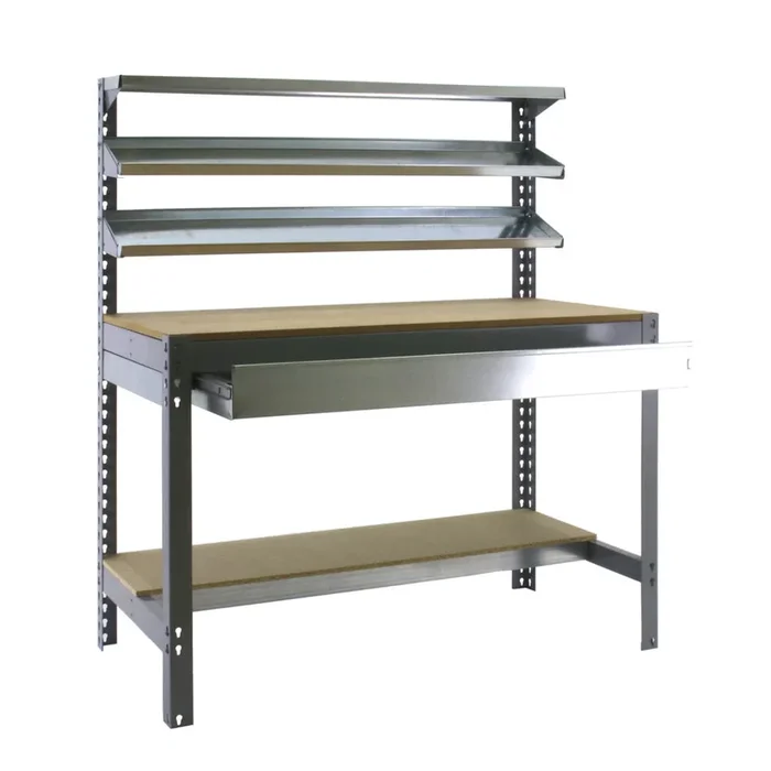 Kit établi Bricolage – 1445x910x610 – 5 niveaux Gris/Bois – SIMON RACK – 8435104932360