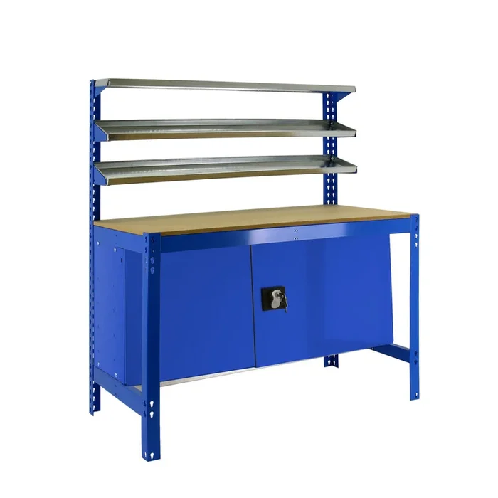 Kit établi Bricolage – 1555x1210x760 – 1 niveau Bleu/Bois – SIMON RACK – 8425437123191