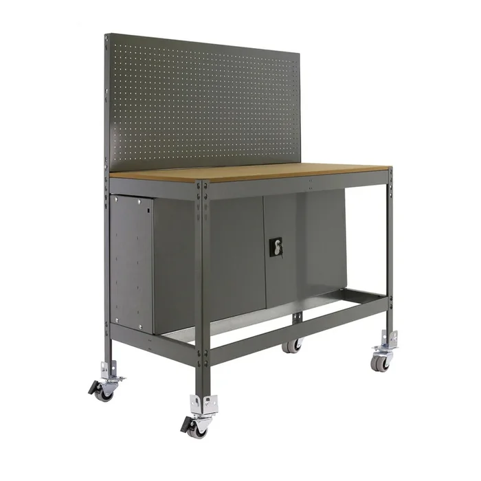 Kit établi mobile Bricolage – 1520x1210x610 – 1 niveau Gris/Bois – SIMON RACK – 8435104984963