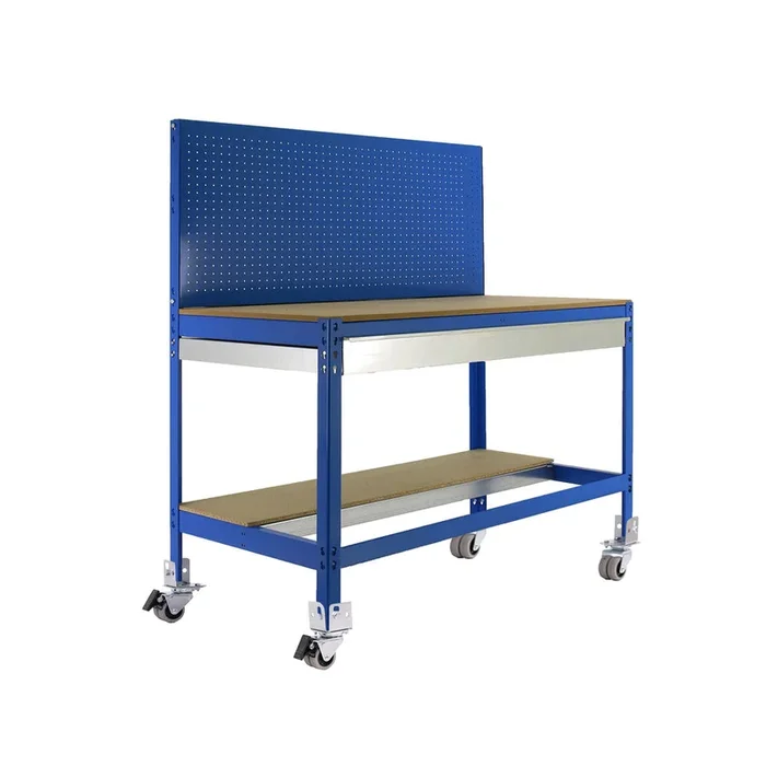 Kit établi mobile Bricolage – 1520x1210x610 – 2 niveaux Bleu/Bois – SIMON RACK – 8435104984901