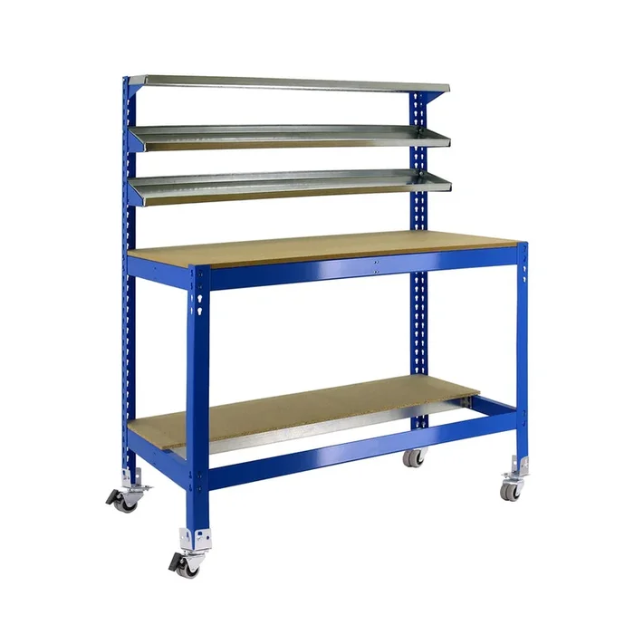Kit établi mobile Bricolage – 1520x1210x610 – 5 niveaux Bleu/Bois – SIMON RACK – 8435104984635