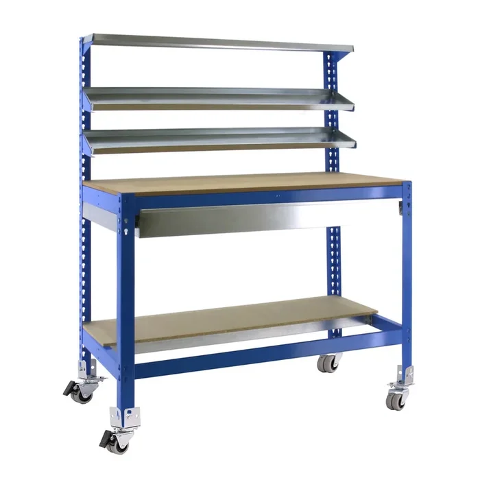 Kit établi mobile Bricolage – 1520x1210x610 – 5 niveaux Bleu/Bois – SIMON RACK – 8435104984727