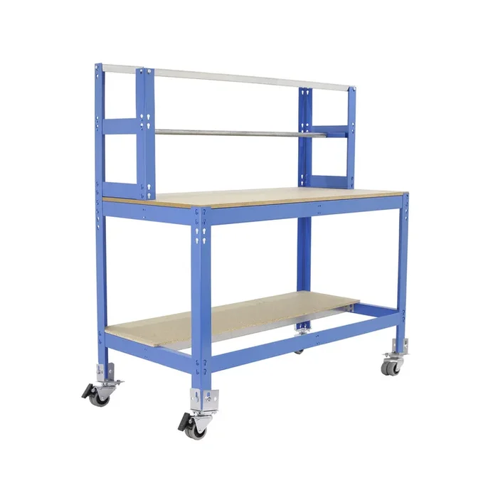 Kit établi mobile Bricolage – 1520x1210x760 – 3 niveaux Bleu/Bois – SIMON RACK – 8435104985212