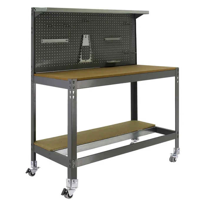 Kit établi mobile Bricolage – 1520x1510x610 – 3 niveaux Gris/Bois – SIMON RACK – 8435104985069