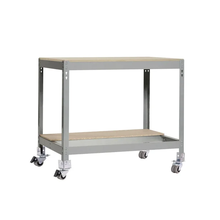 Kit établi mobile Bricolage – 917x1210x760 – 2 niveaux Gris/Bois – SIMON RACK – 8435104984390
