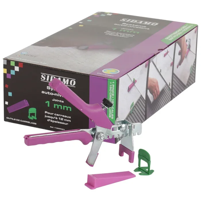 KIT PINCE + 150 CALES + 150 CROISILLONS AUTO-NIVELANTS JOINT 1 MM H: 3 A 12 MM SIDAMO – 11255321