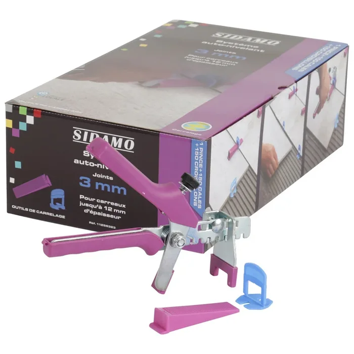 KIT PINCE + 150 CALES + 150 CROISILLONS AUTO-NIVELANTS JOINT 3 MM H: 3 A 12 MM SIDAMO – 11255323