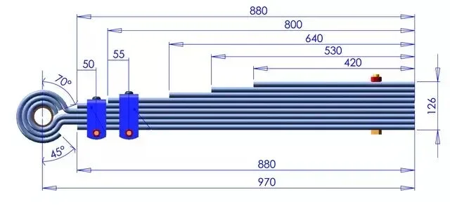 Kit ressort de fleche 9 lames 12t +3 brides ecrou standard