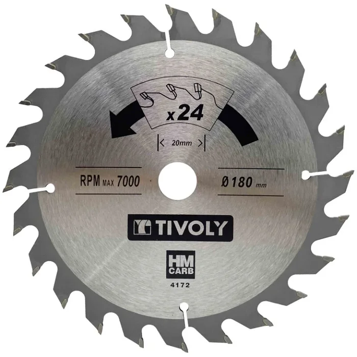 Lame de scie circulaire -Débit – Pour Bois et plâtre -Pour scie portative Ø: 180 x Ø2: 20 x Z: 24 TIVOLY – XT50514004172