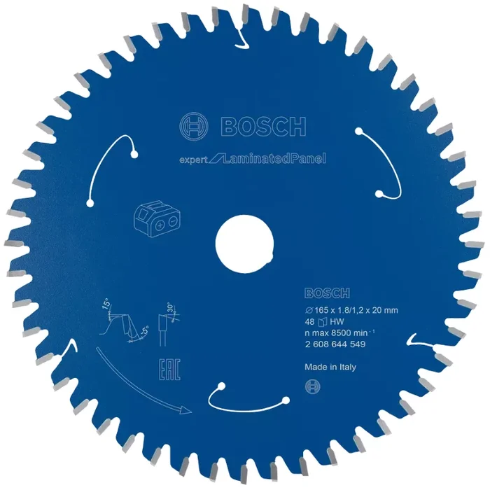 Lame de scie circulaire Expert Laminate Bosch pour lamine haute pression 165x 20 x 1.8/1.2 mm Z48