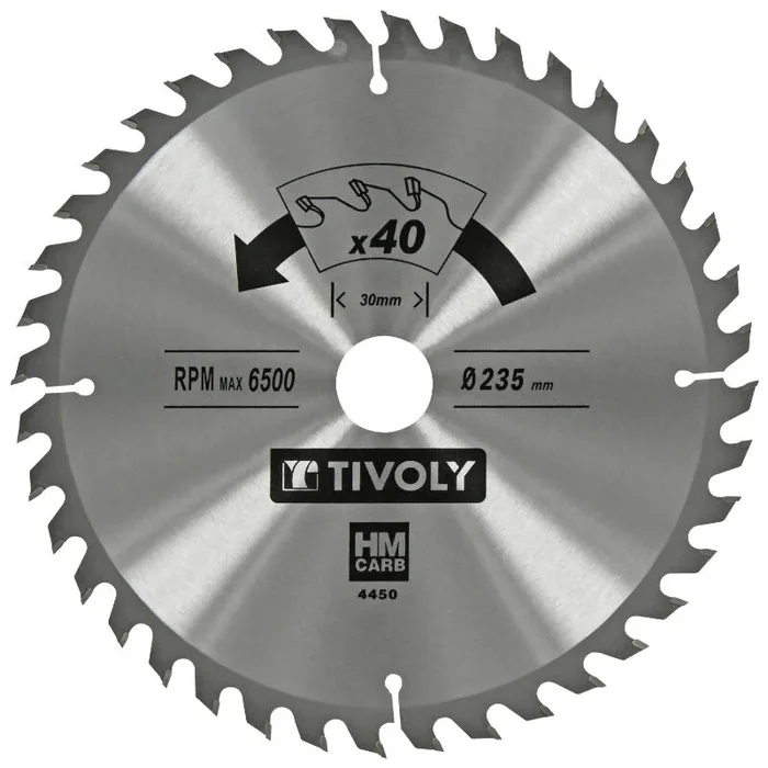 Lame de scie circulaire -Finition – Pour Bois dur, stratifié, parquet -Pour scie portative Ø: 235 x Ø2: 30 x Z: 40 TIVOLY – XT50514004450