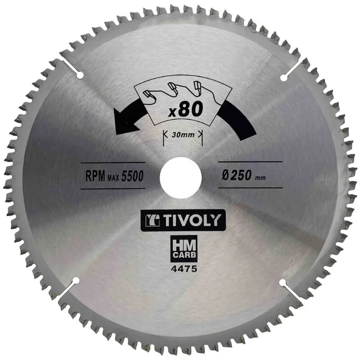 Lame de scie circulaire -Finition – Pour Bois dur, stratifié, parquet -Pour scie radiale Ø: 210 x Ø2: 30 x Z: 80 TIVOLY – XT50514004474
