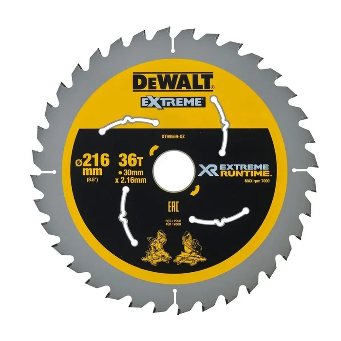 Lame de scie circulaire stationnaire carbure XR Runtime, 216 x 30 mm, 36 dents – DT99569-QZ – DEWALT