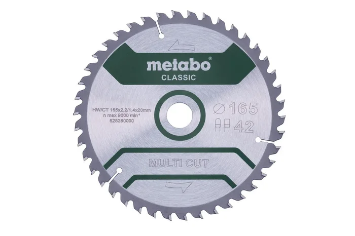Lame de scie « multi cut – classic », 165×20 Z42 FZ/TZ 5° – METABO – 628280000
