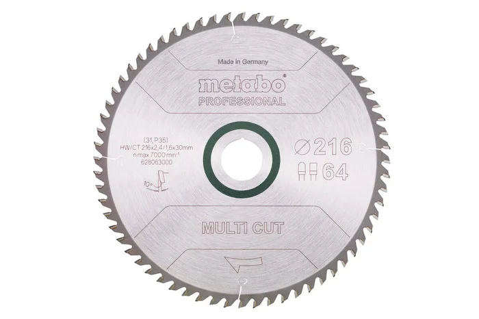 Lame de scie « multi cut – professional », 216×30, Z64 FZ/TZ, 10° – METABO – 628063000