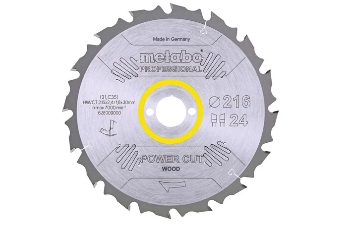 Lame de scie « power cut wood – professional », 216×30, Z24 WZ 5° nég. – METABO – 628009000