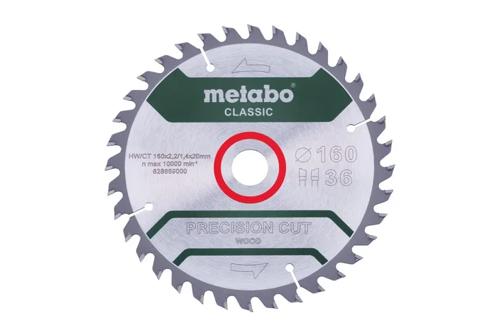 Lame de scie « precision cut wood – classic », 160×20 Z36 WZ 10° /B – METABO – 628659000