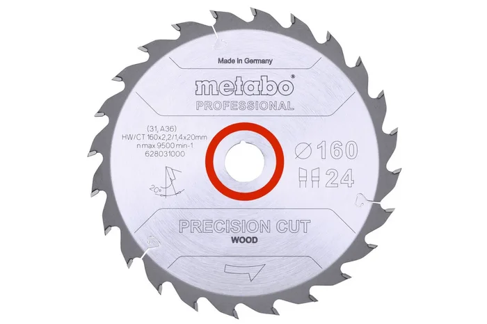 Lame de scie « precision cut wood – professional », 160×20, Z24 WZ 20° – METABO – 628031000