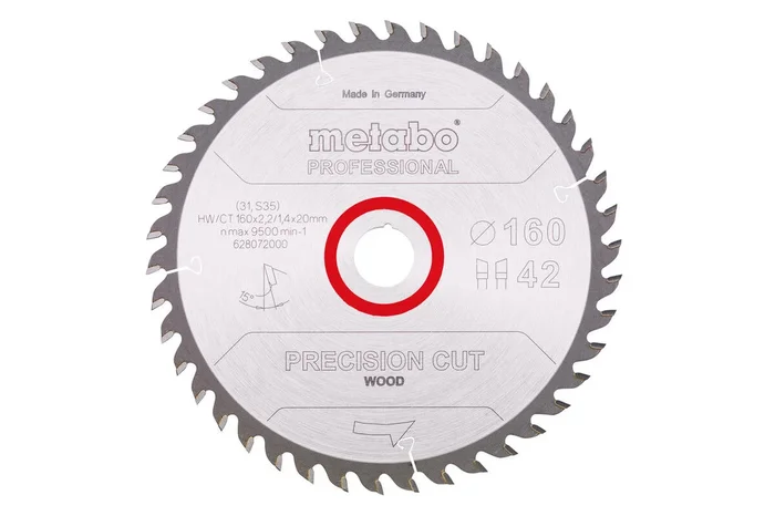 Lame de scie « precision cut wood – professional », 160×20, Z42 WZ 15° – METABO – 628072000