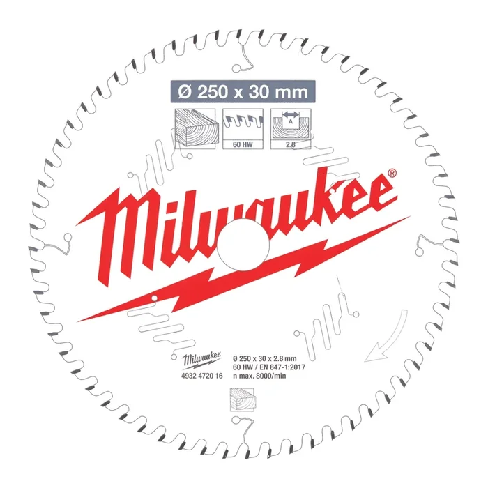 LAME ONGLET BOIS 250X30X2,8X60 ALTERNEE MILWAUKEE ACCESSOIRES – 4932472016