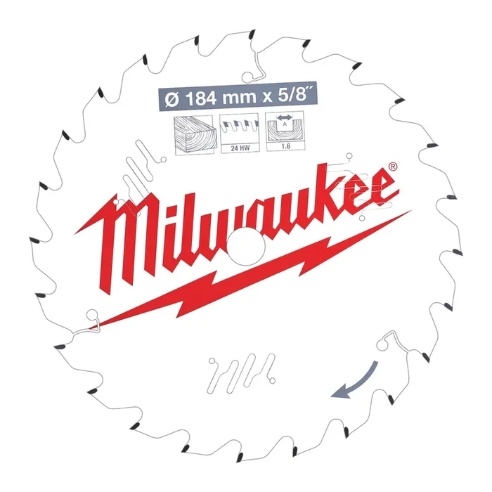 LAME SCIE CIRCULAIRE BOIS 184X5/8X1,6/24 ALTERNE MILWAUKEE ACCESSOIRES – 4932471378